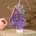 Creative Gradient Pink Purple Crown Number Cake Decorations Birthday Candles Shine Princess Girl Birthday Cake Decorations 2024. 