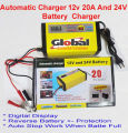 Automatic Battery Charge 12v and 24v 20AH Battery Charger Digital Display, Auto Stop When Battery Full,Fast and Efficient Charging for Multiple Battery Types. 