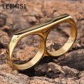 Minimalist Jewelry Double Finger Rings Stainless Steel Polished Surface Two Finger Rings for Men. 
