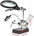 Helping Hands Magnifier Station, 2.5X/7.5X/10X LED Lighting Workstation Magnifying Glass Stand with Clamp and Alligator Clips. 