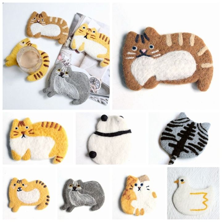 1PC%20Felted%20Wool%20Cat%20Coasters%20Cute%20Animals%20Handmade%20Coasters%20Ins%20Kitten%20Cup%20Pad%20Home%20Photo%20Props%20Dining%20Table%20Decoration%20-%20Image%202