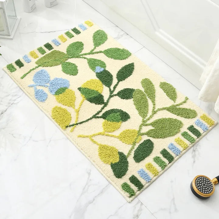 Green%20Leaves%20Bath%20Mats%20Non-slip%20Absorbent%20Machine%20Washable%20Floor%20Mat%20Bedroom%20Carpet%20Rugs%2050x80cm%20-%20Image%202