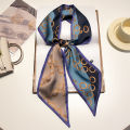 Star-like Silk Scarf Small Long Women's High-Grade Sense Spring, Autumn and Winter Dots and Stripes Thin All-Matching Bevel Beige Scarf. 