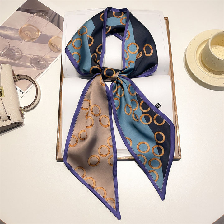Star-like%20Silk%20Scarf%20Small%20Long%20Women's%20High-Grade%20Sense%20Spring,%20Autumn%20and%20Winter%20Dots%20and%20Stripes%20Thin%20All-Matching%20Bevel%20Beige%20Scarf%20-%20Image%204