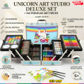 100% ORGINAL145 Colourbox Set -Unicorn Color Box with Multiple Coloring Kit, Professional Drawing Color Pencils, , Water Colors and Acrylict Craft - Multicolor (BIG COLOR SET) Unicorn Design 145 pcs Art set Aluminum Case Painting Pen Stationery Set. 