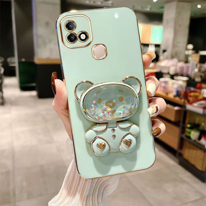 AnDyH%20Phone%20Case%20for%20Infinix%20Smart%205%20Pro%20Hot%2010i%20X658B%20X658E%20X659B%20Cute%20Quicksand%20Liquid%20Bear%20Bracket%20Anti%20Drop%20Camera%20Protection%20-%20Image%203