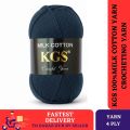KGS 100% Milk Cotton Yarn Wool | 50 gm | Medium 4 Ply | Crocheting and Knitting.