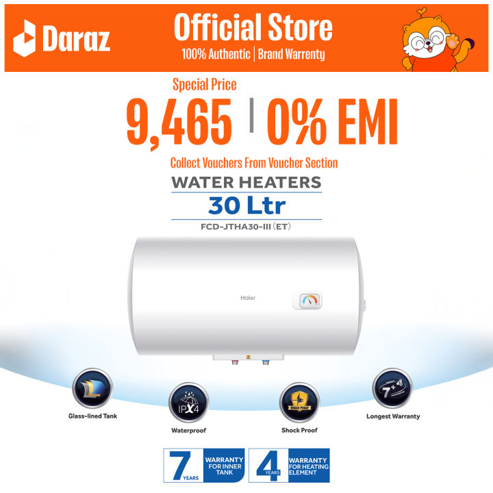 Haier 30 Liters Water Heater/Geyser (Horizontal) (ES30H-CK3 (BD)) * Free Installation [Connecting Pipe Not Included]