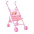 TE Baby Infant Doll Stroller Carriage Foldable With Doll For 12inch Doll Barbie pink. 