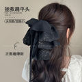 New Bronzing Ribbon Bowknot Grip Women's High Skull Top Ribbon Tassel Clip Hairware Temperament Back Head Barrettes.