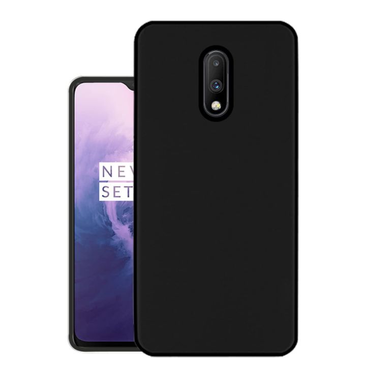 OnePlus 7 Silicone Matte Flexible Soft Phone Case - Black - Phone Back Cover