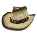 【Hot item】 Fashion Men Women Retro Western Cowboy Riding Hat Leather Wide Brim Cap Hat Straw Sun #R10. 