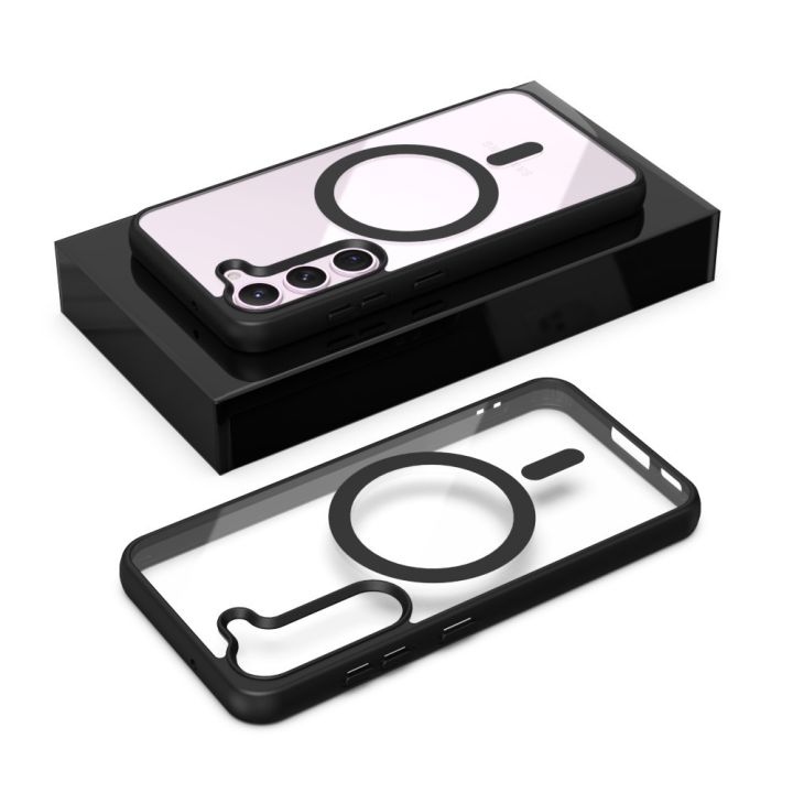 For Samsung Galaxy A16/A54/A55/A15/A26 / A17 / A56/ A36 Mobile Cover MagSafe Compatible Shockproof Transparent Slim Fit Wireless Charging supported Frosted Border Phone Back Case Mobile Cover