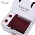 New Design Tie Set With Gift Box Jacquard Woven gravata Silk Tie Hanky Cufflinks Necktie Sets For Wedding Party Men.