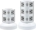 Universal Vertical Multi Socket 220V Electrical Tower Extension Outlet with USB Ports 3M Cord and UK-Plug Power Strip Multi Charging Station (3 Layers Multi Plug With USB Port, Gray). 
