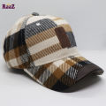 Unique Shape Gyoufu Leather Logo Big Check Premium Fabrics Baseball Cap.