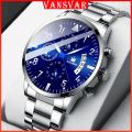 SHAARMS Men Watch Men Business Date Calendar Watches Fashion Stainless Steel Male Quartz Wrist Watches. 
