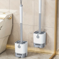 Toilet Bowl Brush and Holder Set, Grey & White, Metal. 