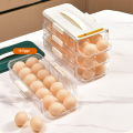 GC Egg Holder For Fridge, Auto Rolling Egg Organizer With Detachable Lid, Stackable Egg Rolling Dispenser Storage Container For Refrigerator Countertop. 