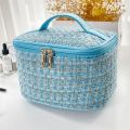 New Korean plaid portable small fragrance makeup bag Large capacity portable toiletry storage bag makeup box travel. 