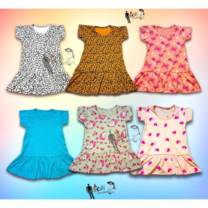 6 Pieces Difference Printed Girls Frock by Any print
