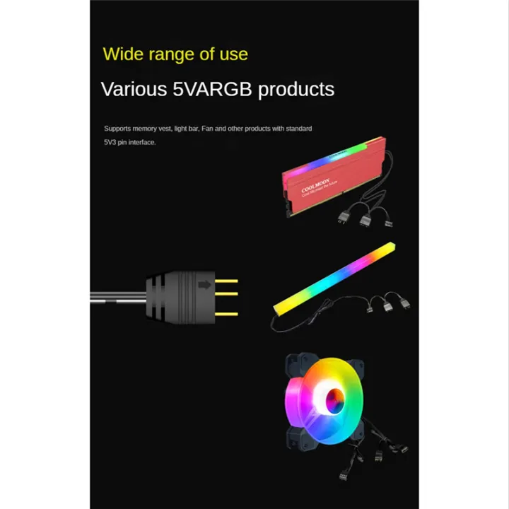 COOLMOON%205V%203Pin%20to%20SATA%20ARGB%20Mini%20Adapter%20Controller%20HUB%20Computer%20Fan%20LED%20Lighting%20RGB%20Control%20Cable%20-%20Image%207