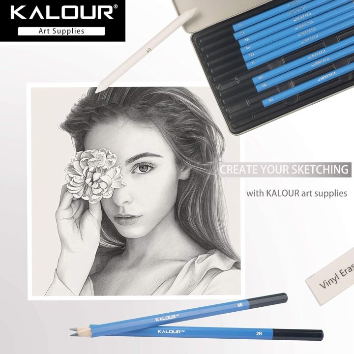 KALOUR%20Professional%20Sketching%20Drawing%20Pencils%20Set%20of%2012%20Tin%20Box%20-%20Image%203