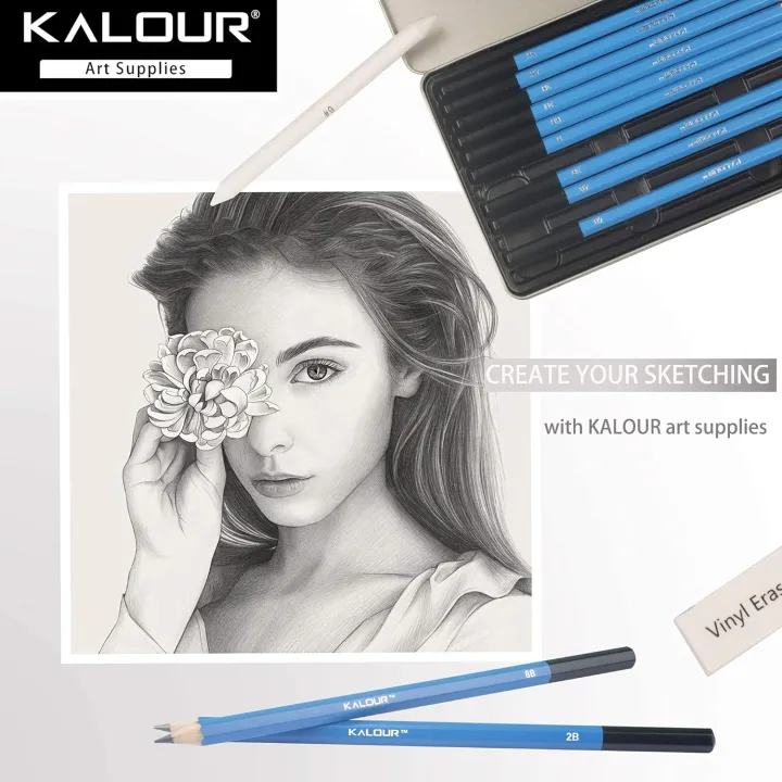 KALOUR%20Professional%20Sketching%20Drawing%20Pencils%20Set%20of%2012%20Tin%20Box%20-%20Image%203