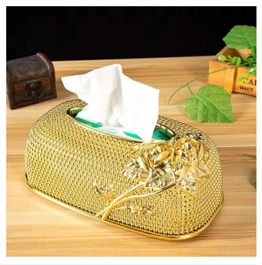 European Style Acrylic Tissue Box Holder ( Golden)