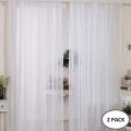 2Pcs Europe Solid White Yarn Curtain Voile Curtains Window Tulle Curtains For Living Room Modern Window Treatments Decoration. 