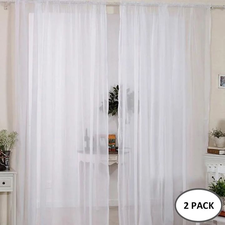 2Pcs Europe Solid White Yarn Curtain Voile Curtains Window Tulle Curtains For Living Room Modern Window Treatments Decoration