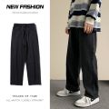 2022 New Streetwear Baggy Jeans Men Korean Fashion Loose Straight Wide Leg Pants Male Brand Clothing Black Light Blue - 314362121.