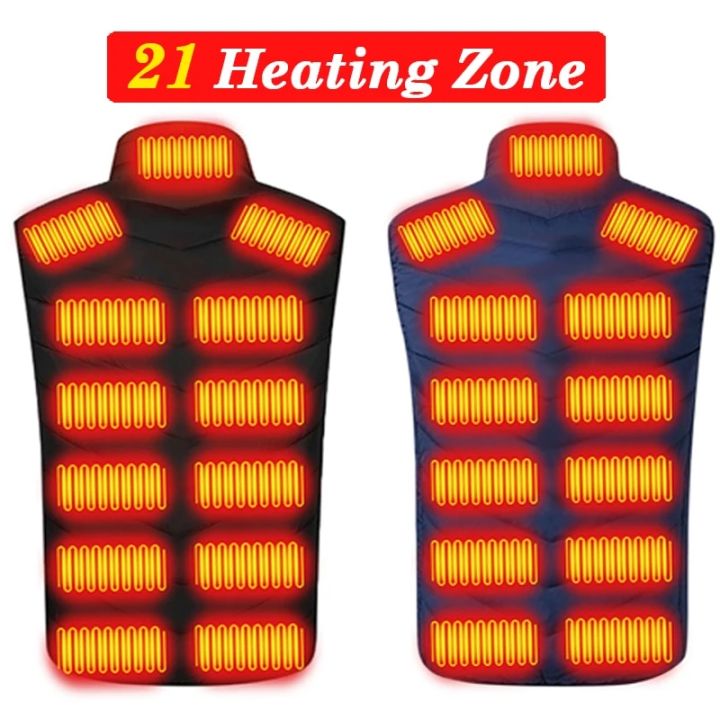 21 Areas Heated Vest Men Jacket Heated Winter Womens Electric USB Heater Tactical Jacket Man Thermal Vest Body Warmer Coat