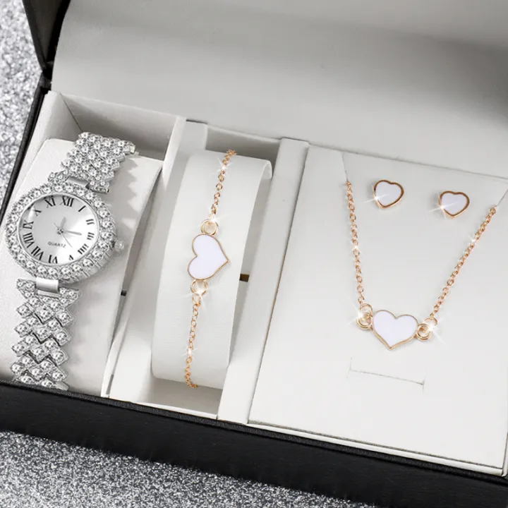 Women's%206pcs%20Quartz%20Watch%20Jewelry%20Set%20Simple%20Yet%20Elegant%20Round%20Roman%20Digital%20Dials%20Ladies'%20Wristwatch%20Slim%20Strap%20Waterproof%20Stainless%20Steel%20Alloy%20Girls'%20Watches%20-%20Image%202