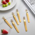 Creative Stainless Steel Fruit Fork Set with Stand Modern Cake Fork Three Toothed Portable Dessert Fork Cake. 