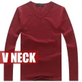 Spring High-elastic Cotton T-shirts Male V Neck  T Shirt Men's Long Sleeve Fitness Tshirt Asia size S-5XL. 