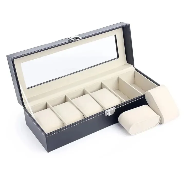 6 Slot Luxury Watch Box with Attractive Display Case, Creative Design for Storage and Gift Use