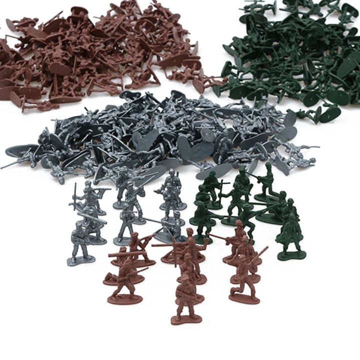 100Pcs/set Military Toy 12Poses Plastic Soldiers Army Men Figures Aircraft Tanks Turret Children Boy Gift Silver Green Brown