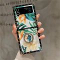 Luxury Flower Lips Geometric Phone Cover For Samsung Galaxy Z Flip 3 Flip 5 Case Fashion Square Case for Samsung Galaxy Z Flip 4. 