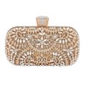 Diamond Luxury Evening Clutch for Women Wedding Golden Purse Chain Shoulder Bag Small Hollow Out Flowers Crystal Party Handbag.