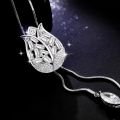 Fashion Unique Hollow Crystal Blue Shampee Tulip Pendant Sweater Necklace Silver Color Chain Long Necklace for Women. 