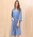 Ladies Waffle Cotton Bathrobe Kimono Robe Knee Length for Winter and Summer. 