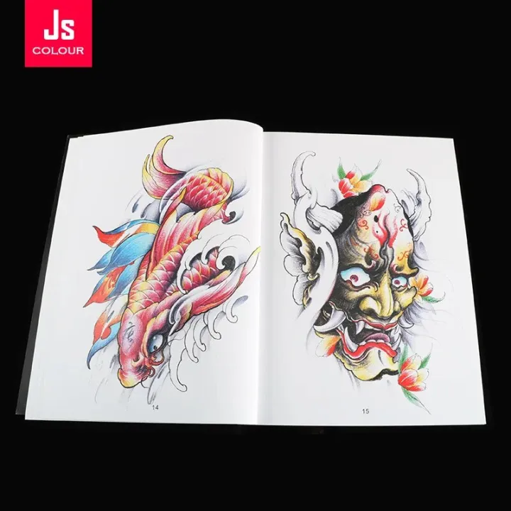 Traditional Tattoo Flash Book Stencil KOI Dragon God Fish Skull Hannya Gril Elephant Bano Tattoo Accessories Body Art Books