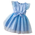 GC Toddler Baby Girl Tulle Tutu Dress Round Neck Ruffle Sleeve Outfit Star Sequins Bow Waistband Princess Dress. 