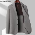 Top Quality 100% Wool Men's Blazer Autumn Winter Solid Color Handmade Double-Sided Woolen Suit Jacket Business Man Clothing.