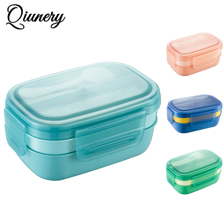 Qiunery Student Bento Lunch Box With Cutlery 1900ml Large Capacity Microwave Freezer Dishwasher Safe Leak-Proof Food Box