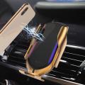 3 In 1 Fast Qi Magnetic 10W R2 Automatic Clamping Phone Holder Smart Sensor Cellphone Wireless Car Charger.