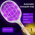 1 Set Practical 1200mAh Electric Mosquito Racket Cordless Multi-functional 2-in-1 Automatic Mosquito Trap Lamp Fly Racket. 
