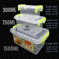 Food Storage Box Container With Lid - 3pcs Set 1500ml 750ml 300ml.