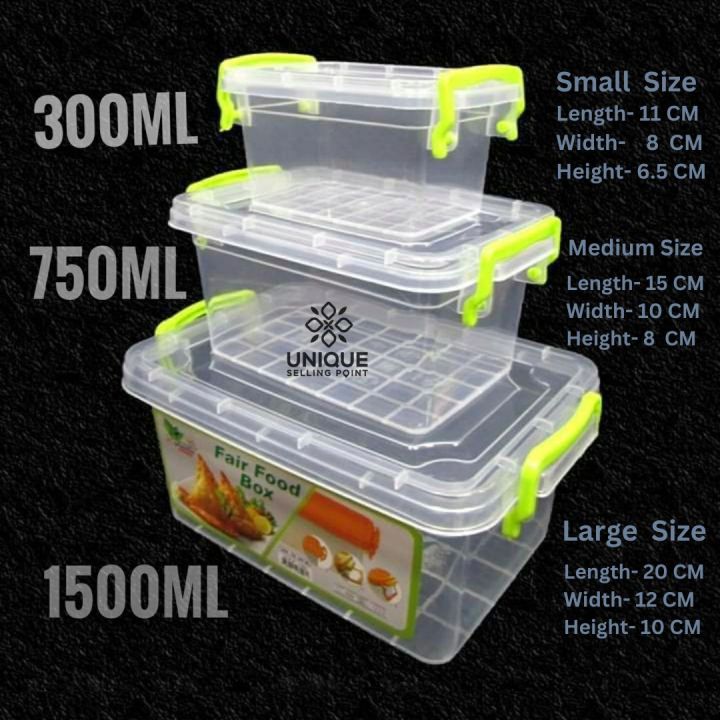 BP Food Storage Box Container With Lid - 3pcs Set 1500ml 750ml 300ml ...